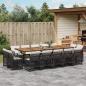 Preview: ARDEBO.de - 15-tlg. Garten-Essgruppe mit Kissen Schwarz Poly Rattan