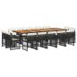 Preview: 15-tlg. Garten-Essgruppe mit Kissen Schwarz Poly Rattan