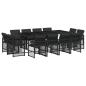 Preview: 13-tlg. Garten-Essgruppe mit Kissen Schwarz Poly Rattan