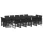 Preview: 15-tlg. Garten-Essgruppe mit Kissen Schwarz Poly Rattan