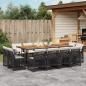 Preview: ARDEBO.de - 13-tlg. Garten-Essgruppe mit Kissen Schwarz Poly Rattan