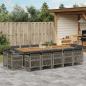 Preview: ARDEBO.de - 15-tlg. Garten-Essgruppe mit Kissen Grau Poly Rattan