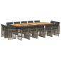 Preview: 15-tlg. Garten-Essgruppe mit Kissen Grau Poly Rattan