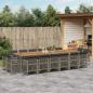 Preview: ARDEBO.de - 17-tlg. Garten-Essgruppe mit Kissen Grau Poly Rattan