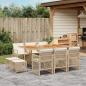 Preview: ARDEBO.de - 11-tlg. Garten-Essgruppe mit Kissen Beige Poly Rattan