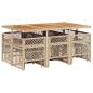 Preview: 11-tlg. Garten-Essgruppe mit Kissen Beige Poly Rattan