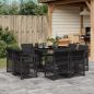 Preview: ARDEBO.de - 9-tlg. Garten-Essgruppe mit Kissen Schwarz Poly Rattan