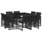 Preview: 9-tlg. Garten-Essgruppe mit Kissen Schwarz Poly Rattan