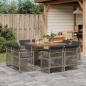 Preview: ARDEBO.de - 9-tlg. Garten-Essgruppe mit Kissen Grau Poly Rattan