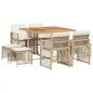 Preview: 9-tlg. Garten-Essgruppe mit Kissen Beige Poly Rattan
