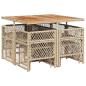 Preview: 9-tlg. Garten-Essgruppe mit Kissen Beige Poly Rattan