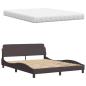 Preview: Bett mit Matratze Dunkelbraun 160x200 cm Stoff