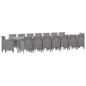 Preview: Garten Essgruppe 17 pcs Hellgrau 16-Sitzer Rattan & Stahl