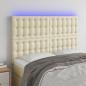 Preview: ARDEBO.de - LED Kopfteil Creme 144x5x118/128 cm Kunstleder