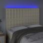 Preview: LED Kopfteil Creme 144x5x118/128 cm Kunstleder
