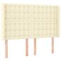Preview: LED Kopfteil Creme 147x16x118/128 cm Kunstleder