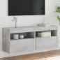Preview: ARDEBO.de - TV-Wandschrank mit LED-Leuchten Betongrau 100x30x40 cm