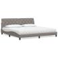Preview: ARDEBO.de - Bett mit Matratze Taupe 200x200 cm Stoff