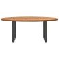 Preview: Esstisch Hellbraun 200x100x74 cm Massivholz Eiche Oval