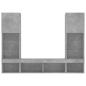 Preview: 5-tlg. Wohnwand mit LED-Beleuchtung Betongrau Holzwerkstoff