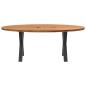 Preview: Esstisch Hellbraun 200x100x74 cm Massivholz Eiche Oval