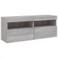 Preview: TV-Wandschrank mit LED-Leuchten Grau Sonoma 100x30x40 cm
