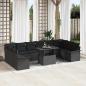 Preview: ARDEBO.de - Garten-Sofa-Set mit Kissen 11 pcs Schwarz Poly Rattan