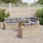 Preview: Gartensofa-set mit Kissen 9 pcs Beige und Hellgrau Poly-Rattan