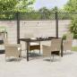Preview: Garten Essgruppe mit Kissen 5 pcs Beige Poly Rattan
