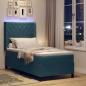Preview: LED Boxspringbett mit Matratze Argyle Blau 100 x 200 cm Samt