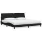 Preview: ARDEBO.de - Bett mit Matratze Schwarz 200x200 cm Stoff