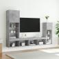 Preview: 4-tlg. Wohnwand mit LED-Beleuchtung Betongrau Holzwerkstoff