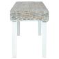 Preview: Sitzbank 110 cm Weiß Natur Kubu-Rattan und Massivholz Mahagoni
