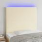 Preview: ARDEBO.de - LED Kopfteil Creme 100x5x118/128 cm Kunstleder