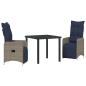 Preview: Garten Essgruppe 3 pcs Grau Poly-Rattan