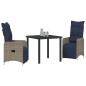 Preview: Garten Essgruppe 3 pcs Grau Poly-Rattan
