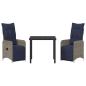 Preview: Garten Essgruppe 3 pcs Grau Poly-Rattan