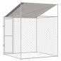Preview: Hundekäfig mit Dach Silber 200 x 200 x 258 cm Stahl und PE