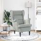 Preview: ARDEBO.de - Sessel Hellgrau 71 x 92 x 91 cm Samt