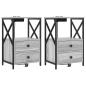 Preview: Nachttisch mit Ladestation 2 pcs Grau Sonoma Holzwerkstoff