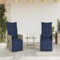 Preview: Gartenstühle Verstellbar 2 Stk. mit Kissen Grau Poly Rattan