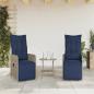 Preview: Gartenstühle Verstellbar 2 Stk. mit Tisch Grau Poly Rattan