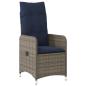 Preview: Gartensessel Verstellbar mit Kissen Grau Poly Rattan