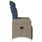 Preview: Gartensessel Verstellbar mit Kissen Grau Poly Rattan