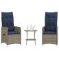 Preview: ARDEBO.de - Gartenstühle Verstellbar 2 Stk. mit Tisch Grau Poly Rattan
