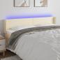 Preview: ARDEBO.de - LED Kopfteil Creme 163x16x78/88 cm Kunstleder