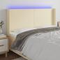 Preview: ARDEBO.de - LED Kopfteil Creme 163x16x118/128 cm Kunstleder