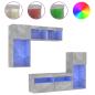 Preview: ARDEBO.de - 5-tlg. Wohnwand mit LED-Beleuchtung Betongrau Holzwerkstoff