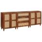 Preview: ARDEBO.de - Sideboard Set 3 pcs Braun 180 x 33 x 75 cm Massivholz Mango