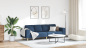 Preview: Sofa Set Blau Stoff
